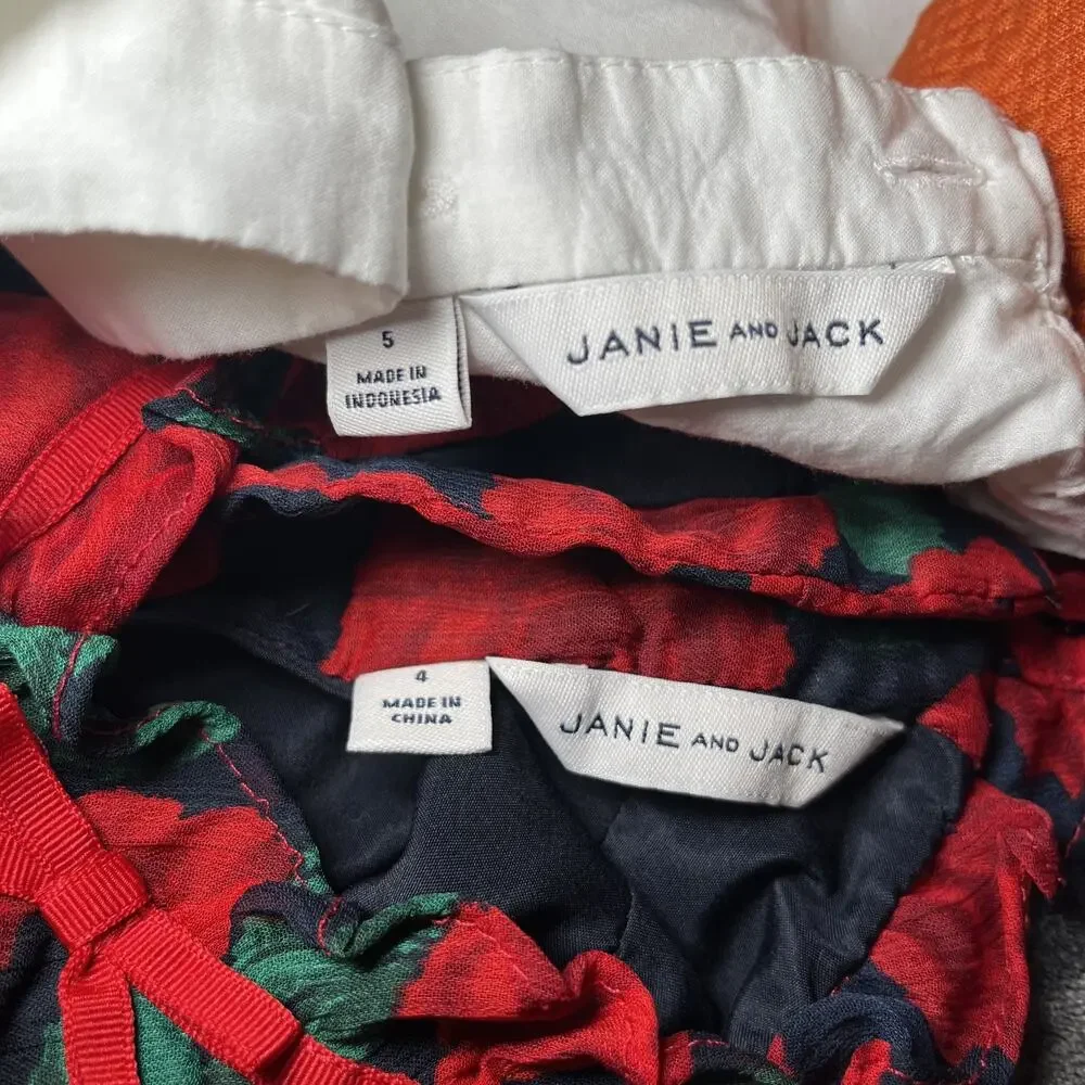 Lot Of 4 Janie And Jack Girls Clothing Sizes 4, 5, 6 Rose Tops Dress Pants Event